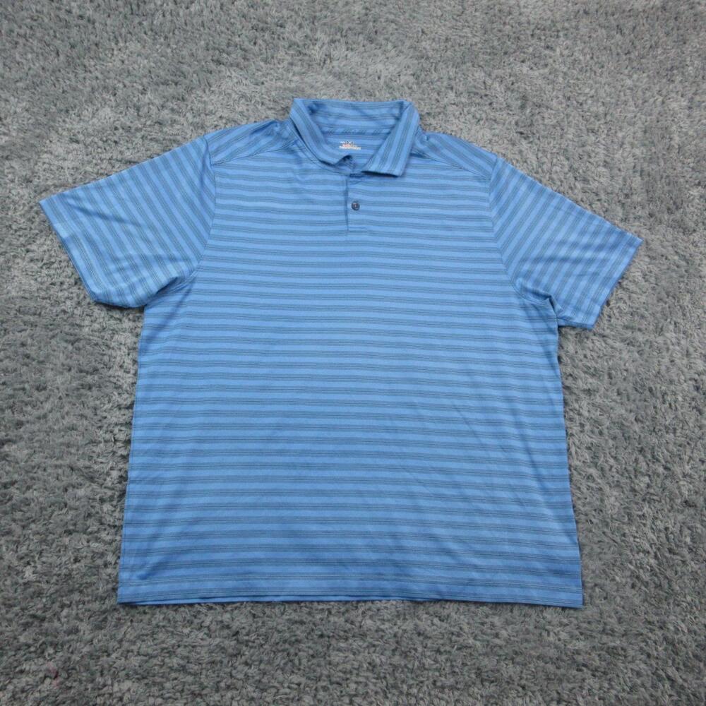 Under Armour Polo Shirt Mens XXL Blue Striped HeatGear Golf Performance Stretch